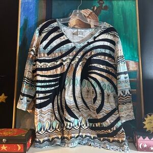 Parsley & Sage Chic Geometric Women's Blouse XL